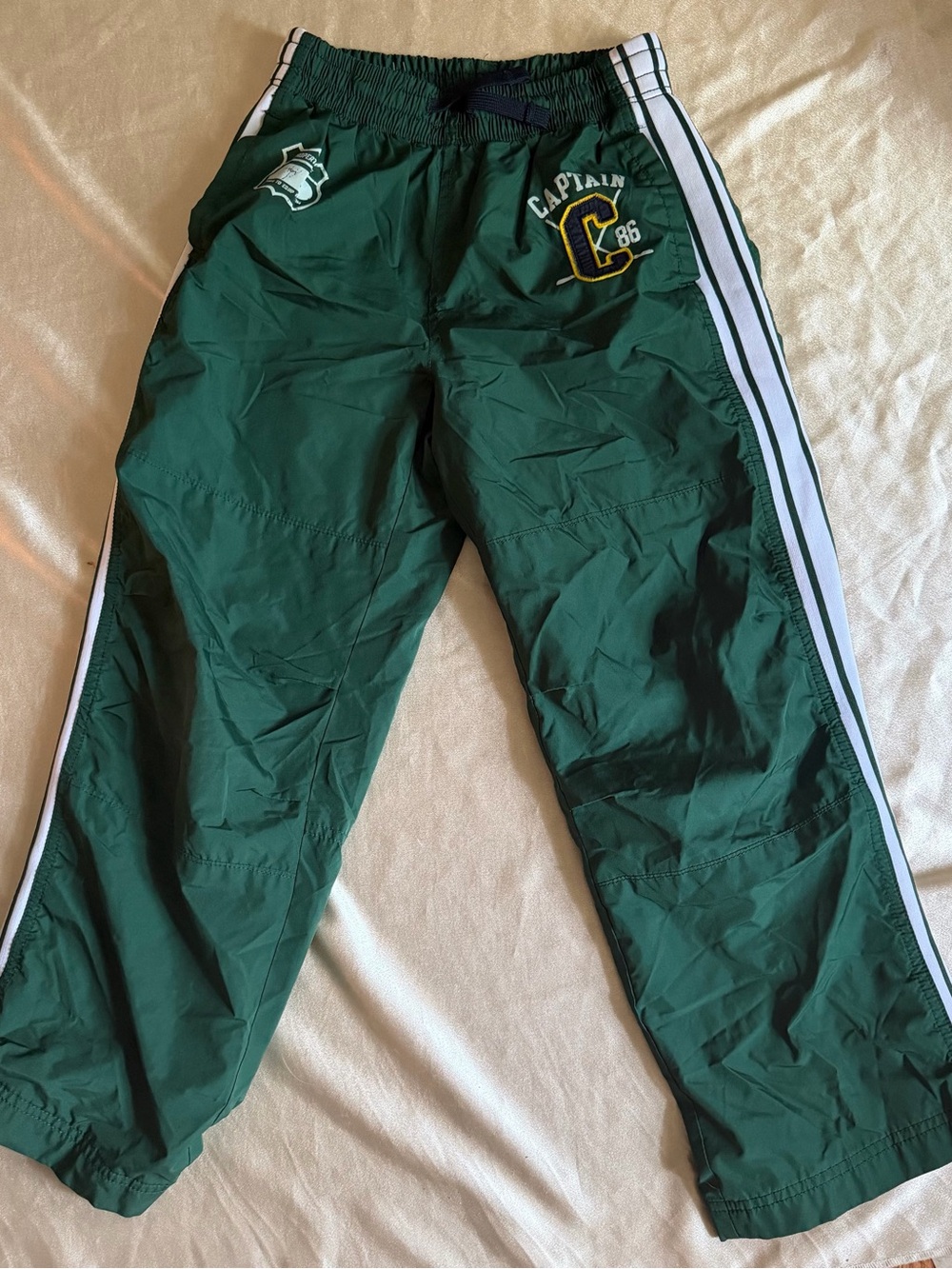 Vintage Gap Kids Green Fleece-Lined Windbreaker Track Pants  Boy Size L(10)